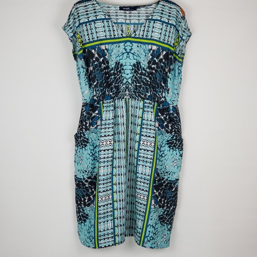 Eloquii Short Slit Sleeve Elastic Waist Dress 14W